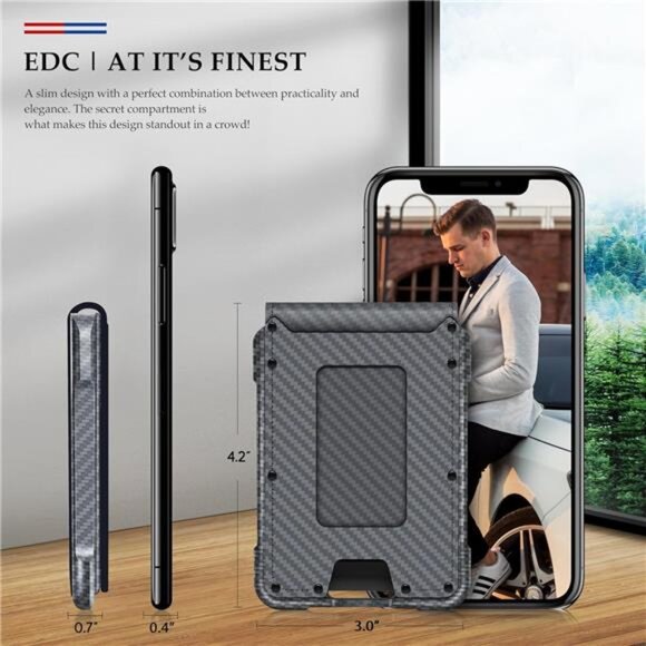 Mens Wallet Tactical Bifold Wallets for Men Metal RFID Blocking - Picture 3 of 6